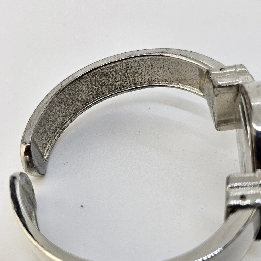 Women's Open Cuff Bangle Watch 27MM White Dial White Gray Bands 5.5